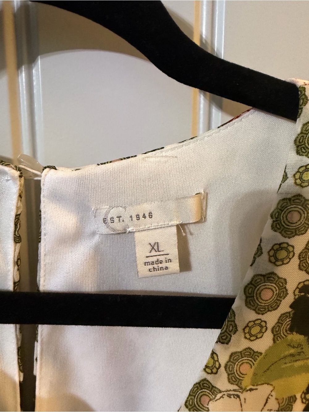Floral Strapless Swing Dress in Cream and Olive - Picture 5 of 5